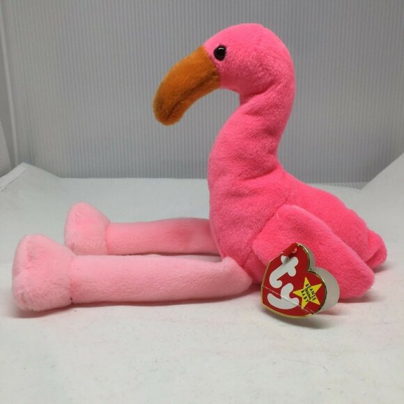 Ty Beanie Baby Pinky Flamingo Plush Stuffed Animal Retired W Tag Feb 13 1999 - Picture 4 of 9